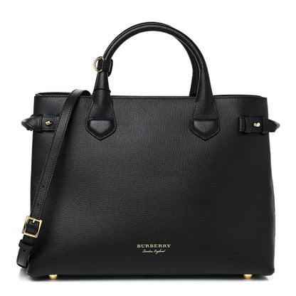 Burberry Grainy Calfskin House Check Medium Banner Tote Black 1 of 11