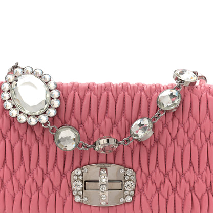 Miu Miu Nappa Matelasse Crystal Flap Clutch Pink Pomice 8 of 12