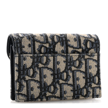 Christian Dior Oblique Saddle Card Holder Blue 3 of 9