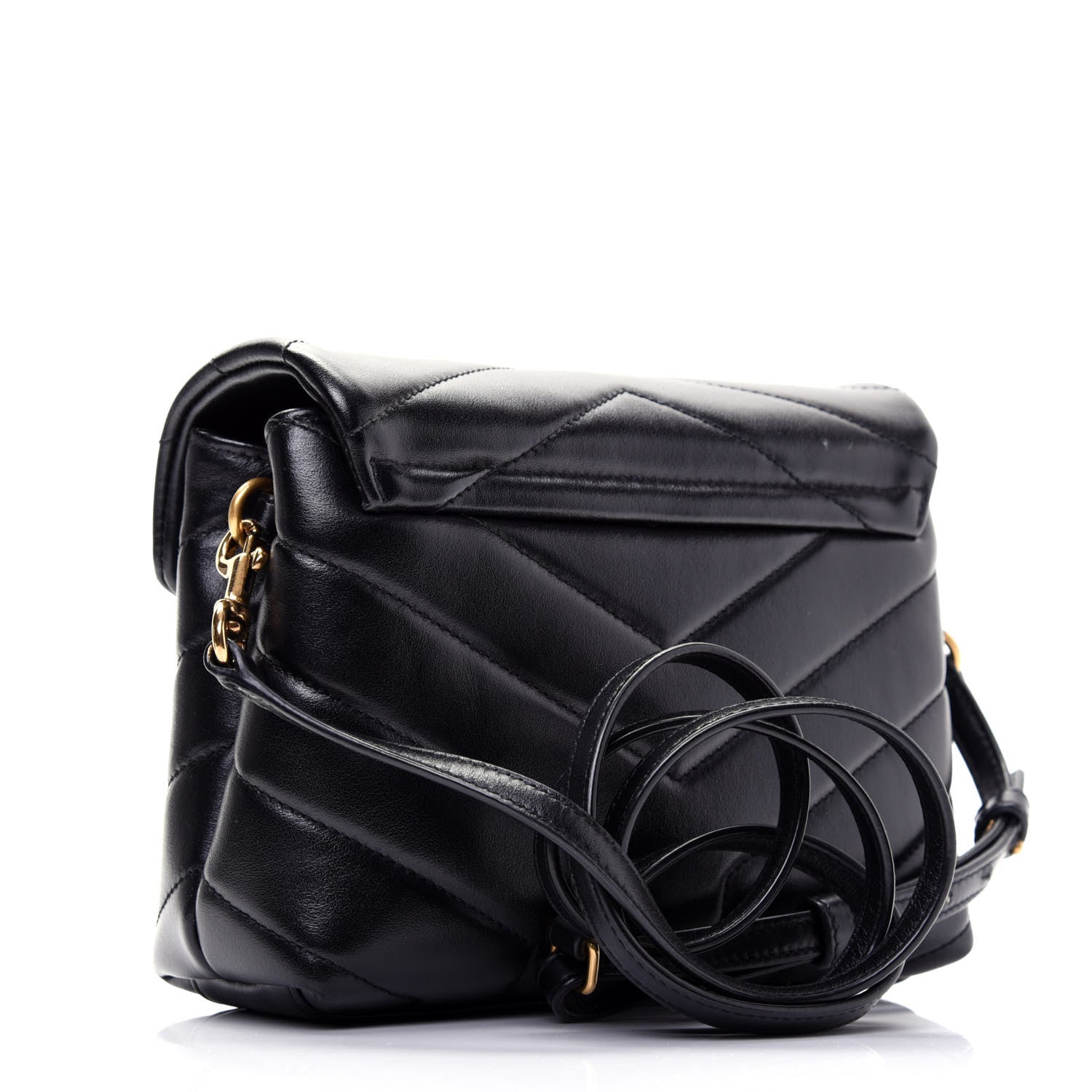 Saint Laurent Calfskin Y Quilted Monogram Toy Loulou Crossbody Bag Black 3 of 17