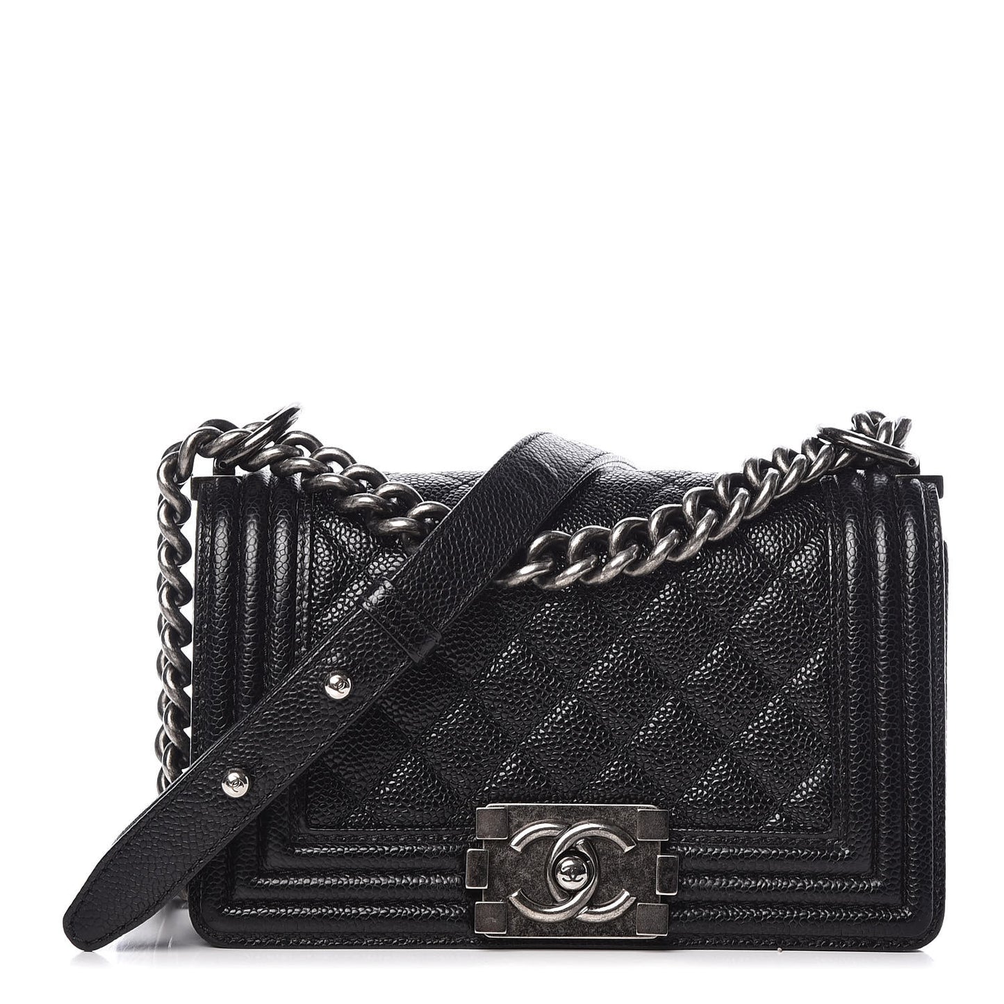 Caviar Quilted Small Boy Flap Black