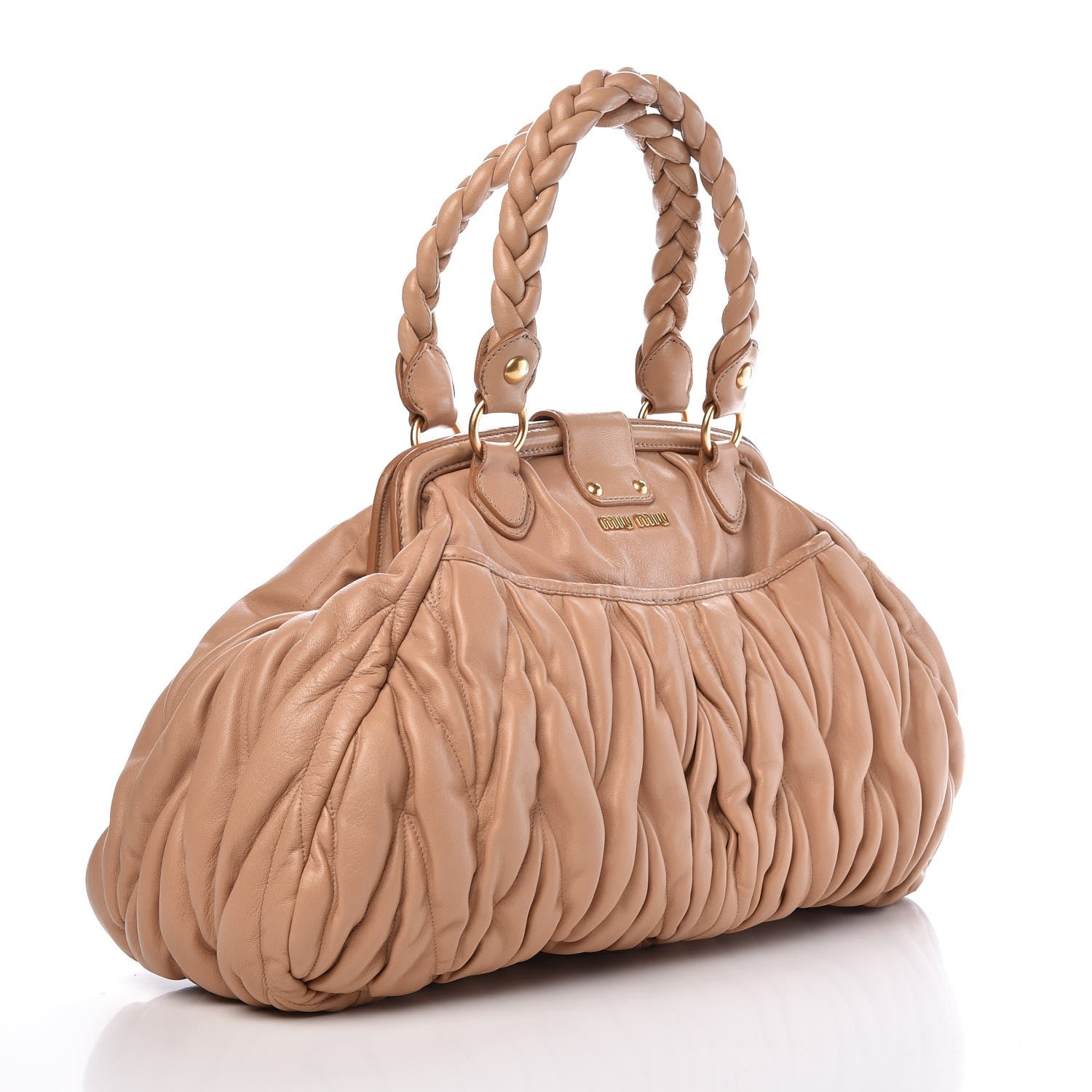 Miu Miu Nappa Matelasse Coffer Frame Tote Beige 3 of 13