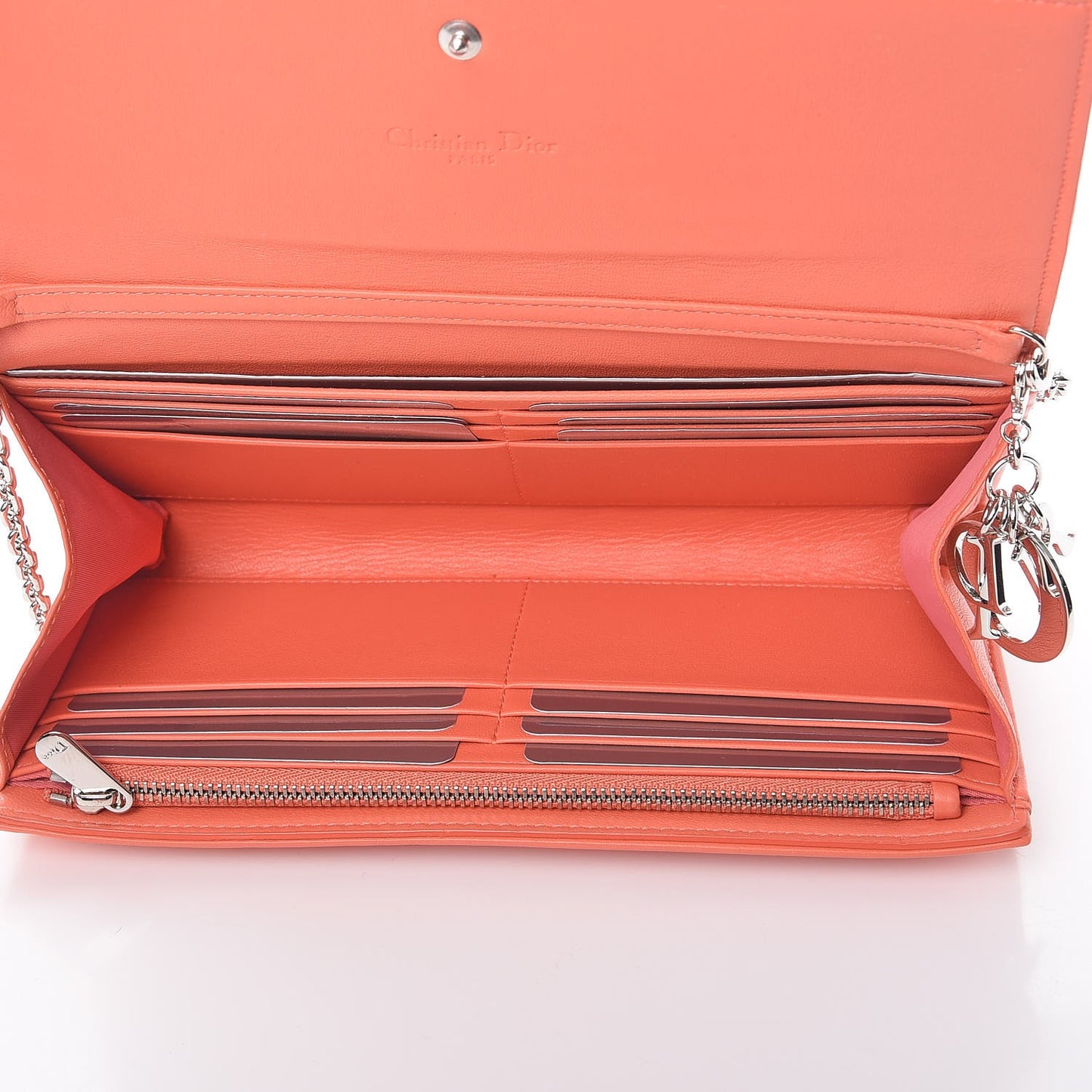 Lambskin Cannage Rendezvous Chain Wallet Apricot