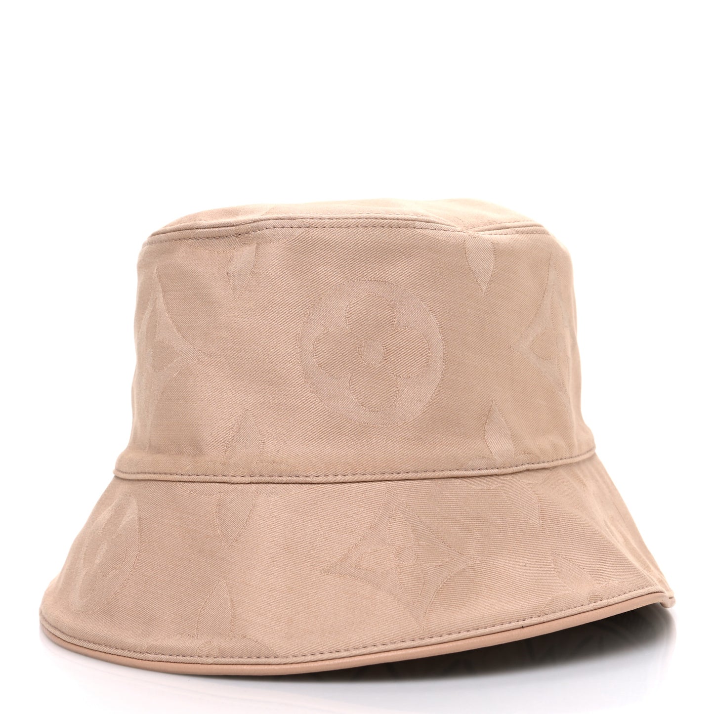 Cotton Monogram Flower Tile Reversible Bucket Hat Beige
