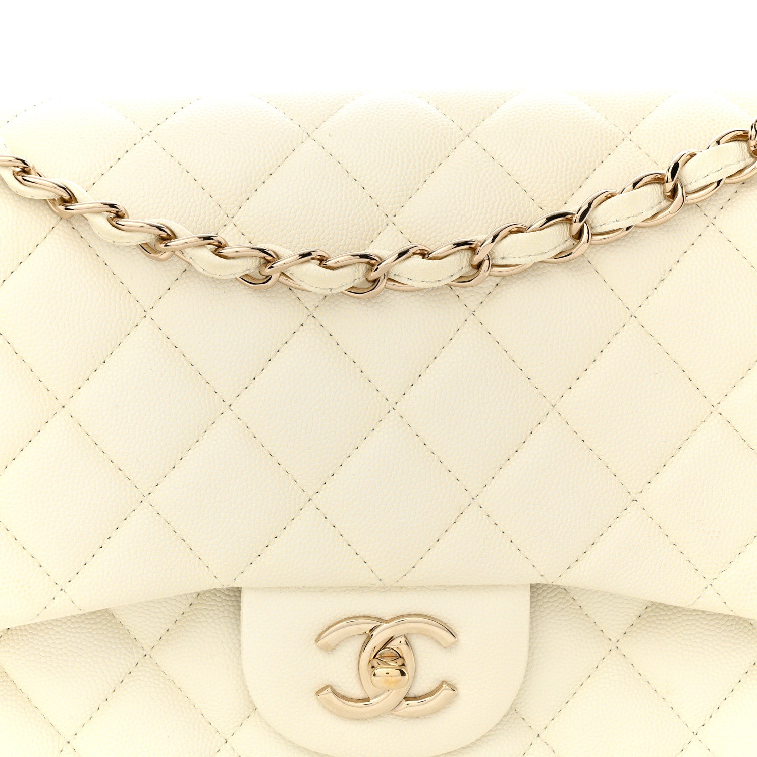Chanel Caviar Quilted Jumbo Double Flap White 8 of 14
