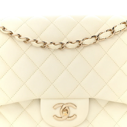 Chanel Caviar Quilted Jumbo Double Flap White 8 of 14