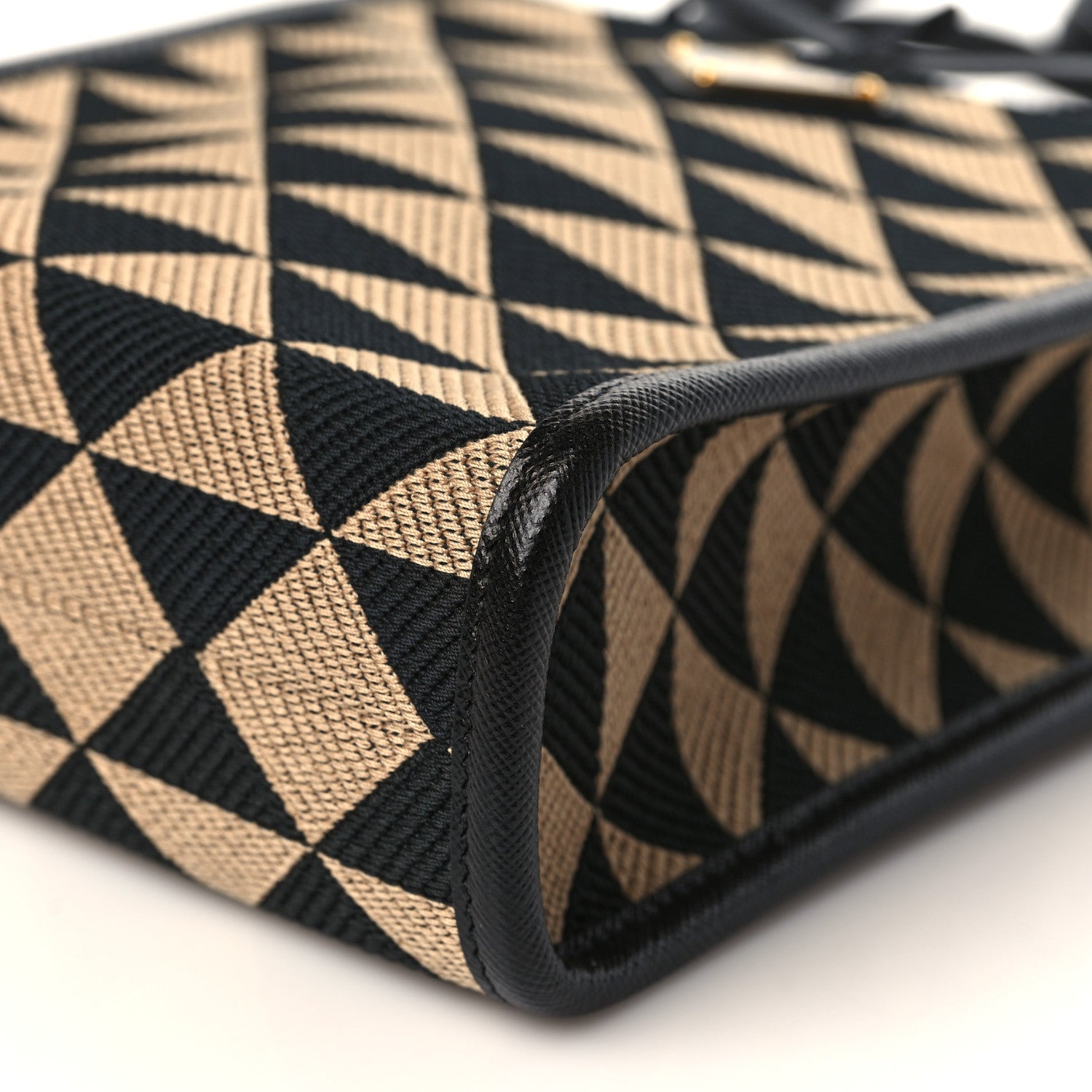 Prada Jacquard Saffiano Triangolo Symbole Embroidered Micro Tote Black Corda 6 of 8