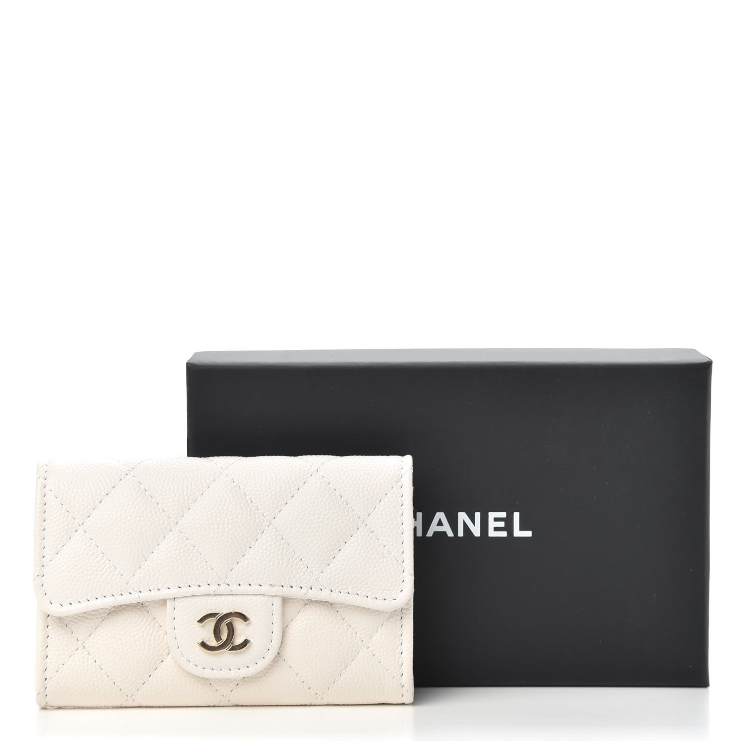 Chanel Caviar Quilted Flap Card Holder Wallet White 9 of 9