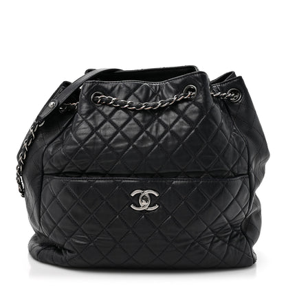 Chanel Lambskin Quilted Large Drawstring Shoulder Bag Dark Purple 1 of 10