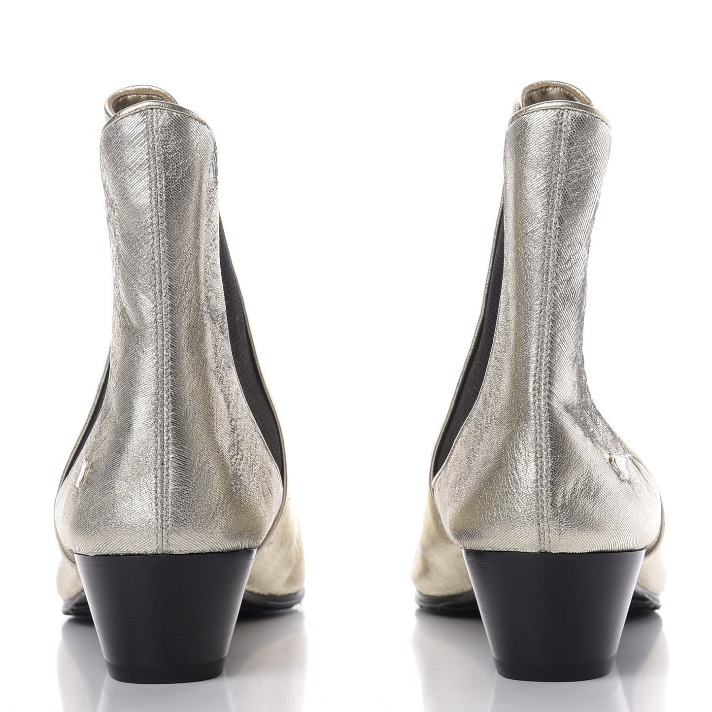 Fantasy Laminated Lambskin Cap Toe Ankle Boots 38 Gold