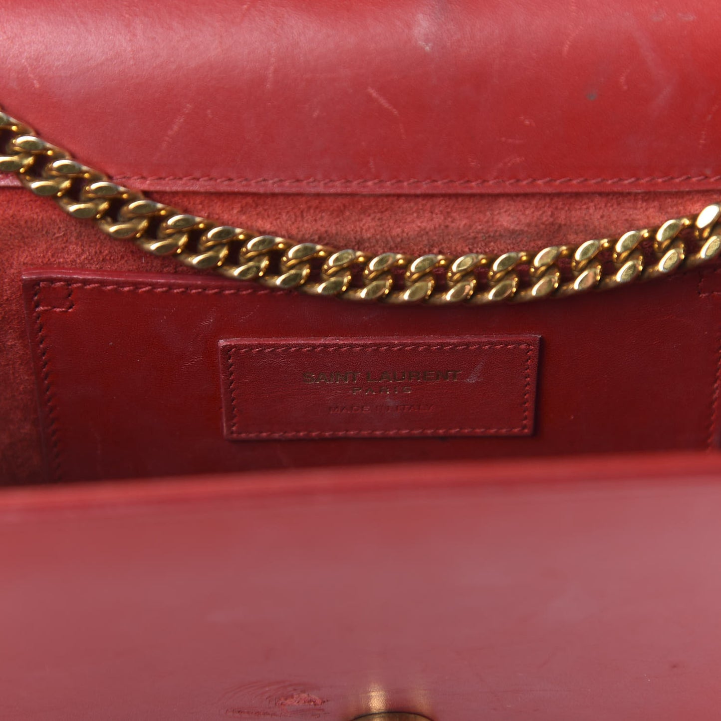Smooth Calfskin Medium Classic Monogram Kate Tassel Satchel Lipstick Red