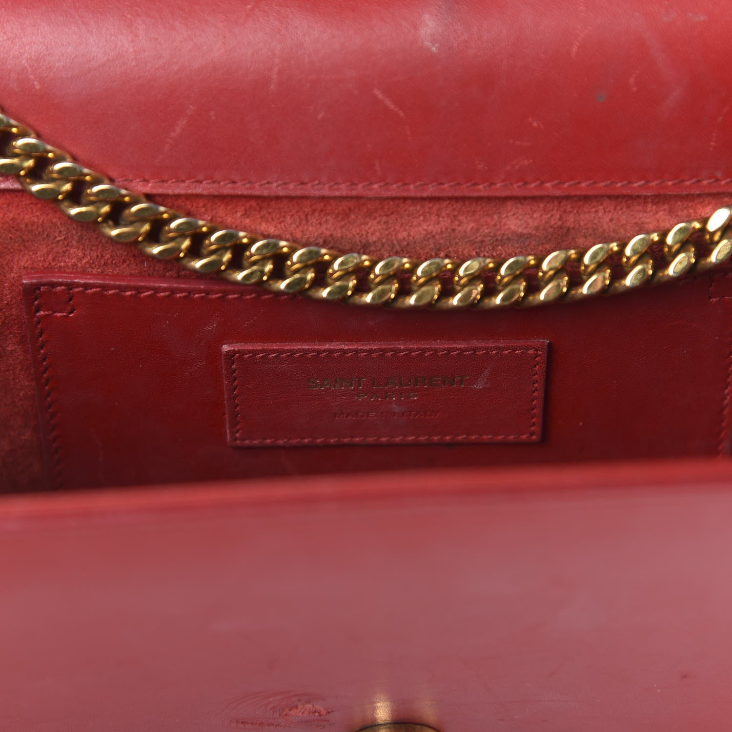 Saint Laurent Smooth Calfskin Medium Classic Monogram Kate Tassel Satchel Lipstick Red 8 of 13