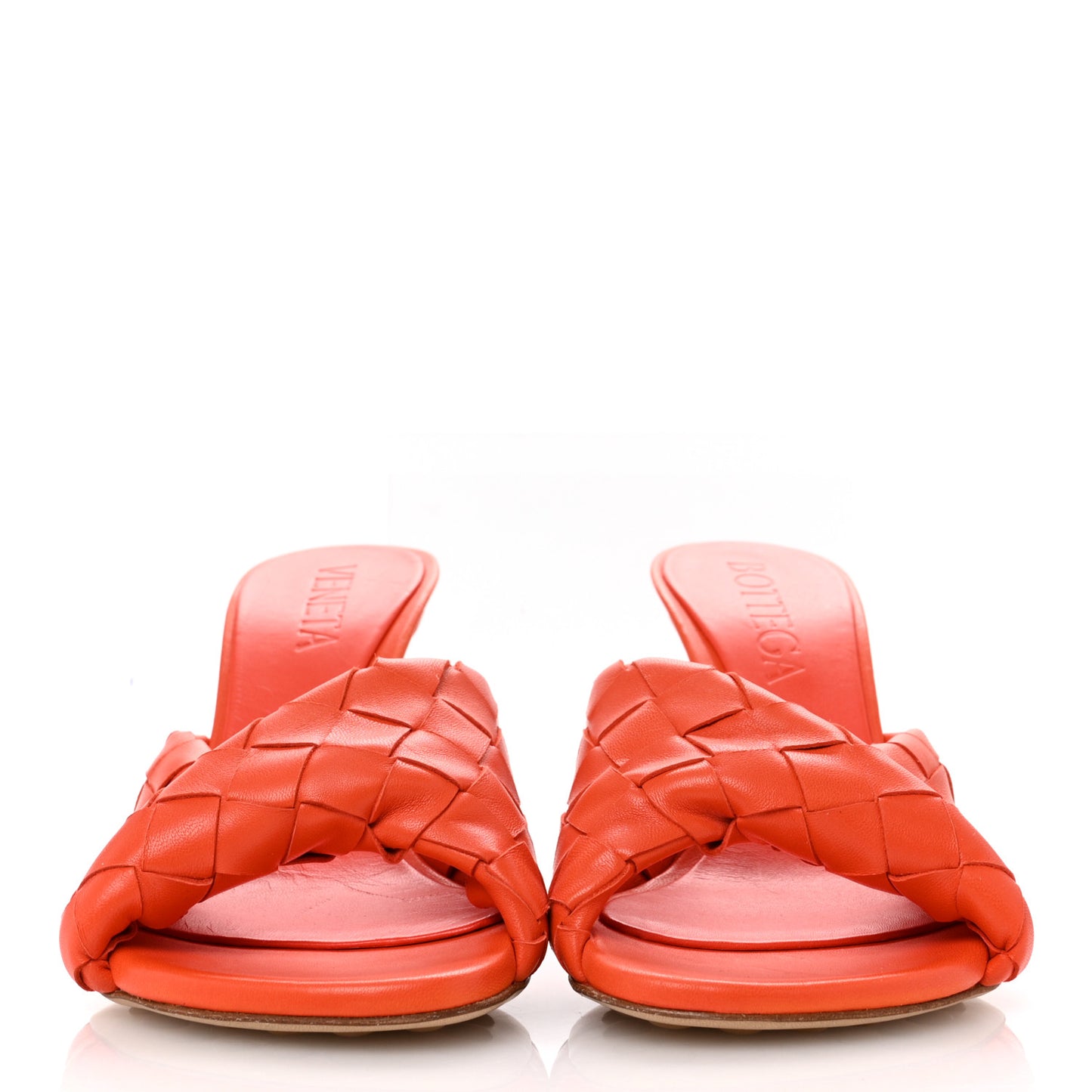Nappa Intrecciato Blink Mule Sandals 38 New Orange