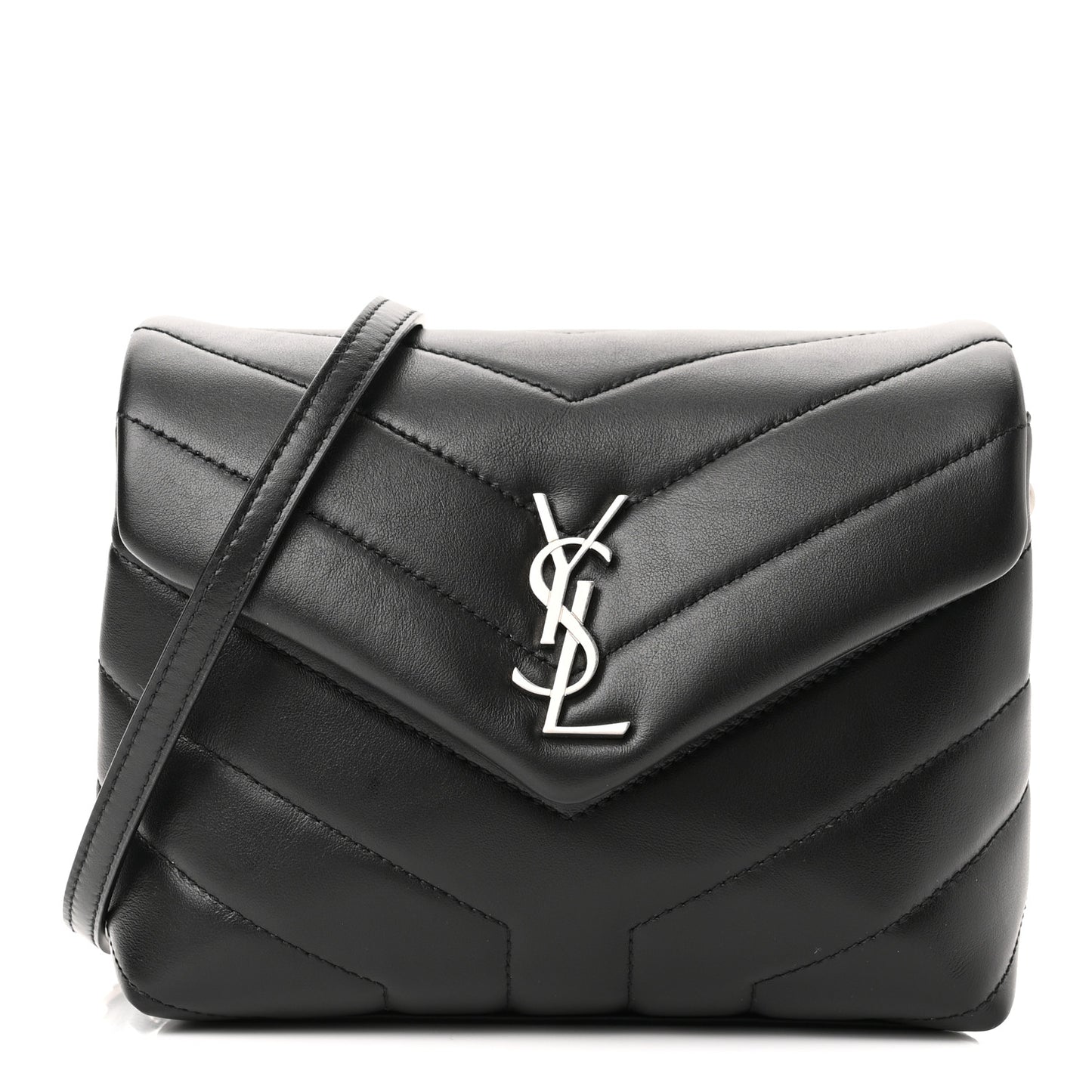 Calfskin Y Quilted Monogram Toy Loulou Crossbody Bag Black