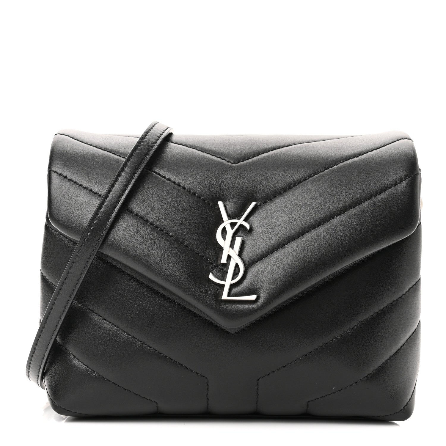 Saint Laurent Calfskin Y Quilted Monogram Toy Loulou Crossbody Bag Black 1 of 10