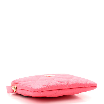 Chanel Caviar Quilted Zip Card Holder Wallet Pink 4 of 11