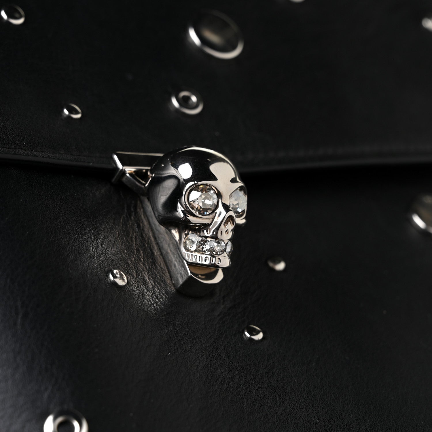 Alexander McQueen Calfskin Grommet Skull Envelope Clutch Black 14 of 16