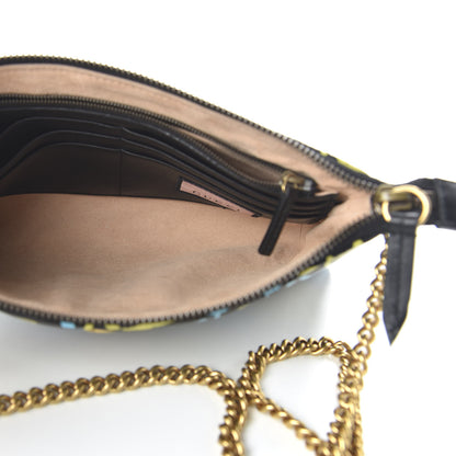 Gucci Calfskin Matelasse Printed Mini GucciGhost GG Marmont Chain Bag Black New AcquamarineCalfskin Matelasse GucciGhost Mini GG Marmont Chain Bag Black New Acquamarine 5 of 10