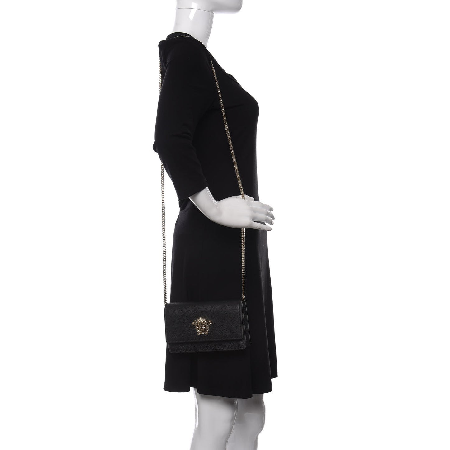 Grained Calfskin Palazzo Chain Evening Bag Black
