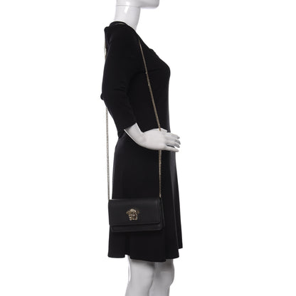 Versace Grained Calfskin Palazzo Chain Evening Bag Black 2 of 9