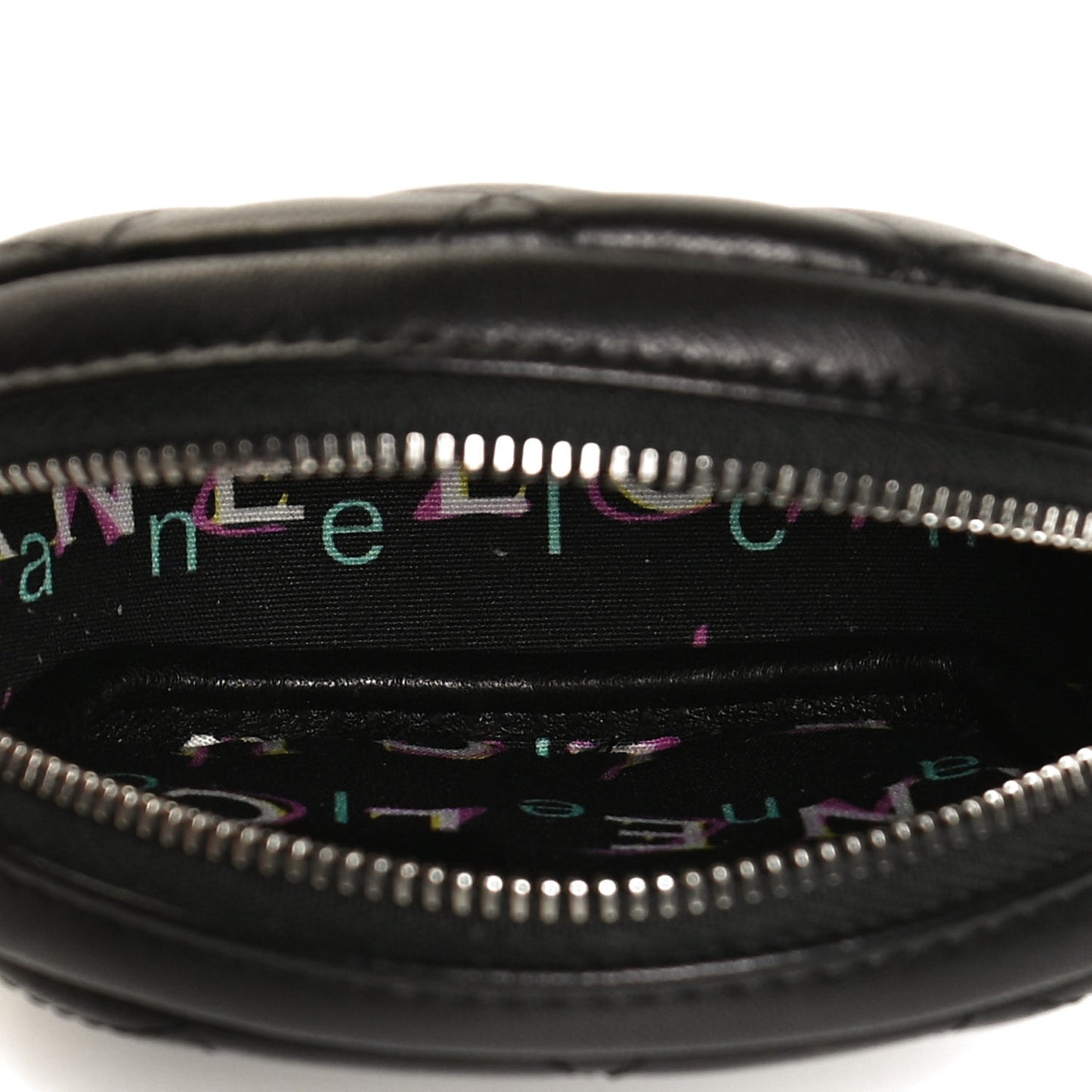 Lambskin Quilted Zip Around Classic Coin Purse Black