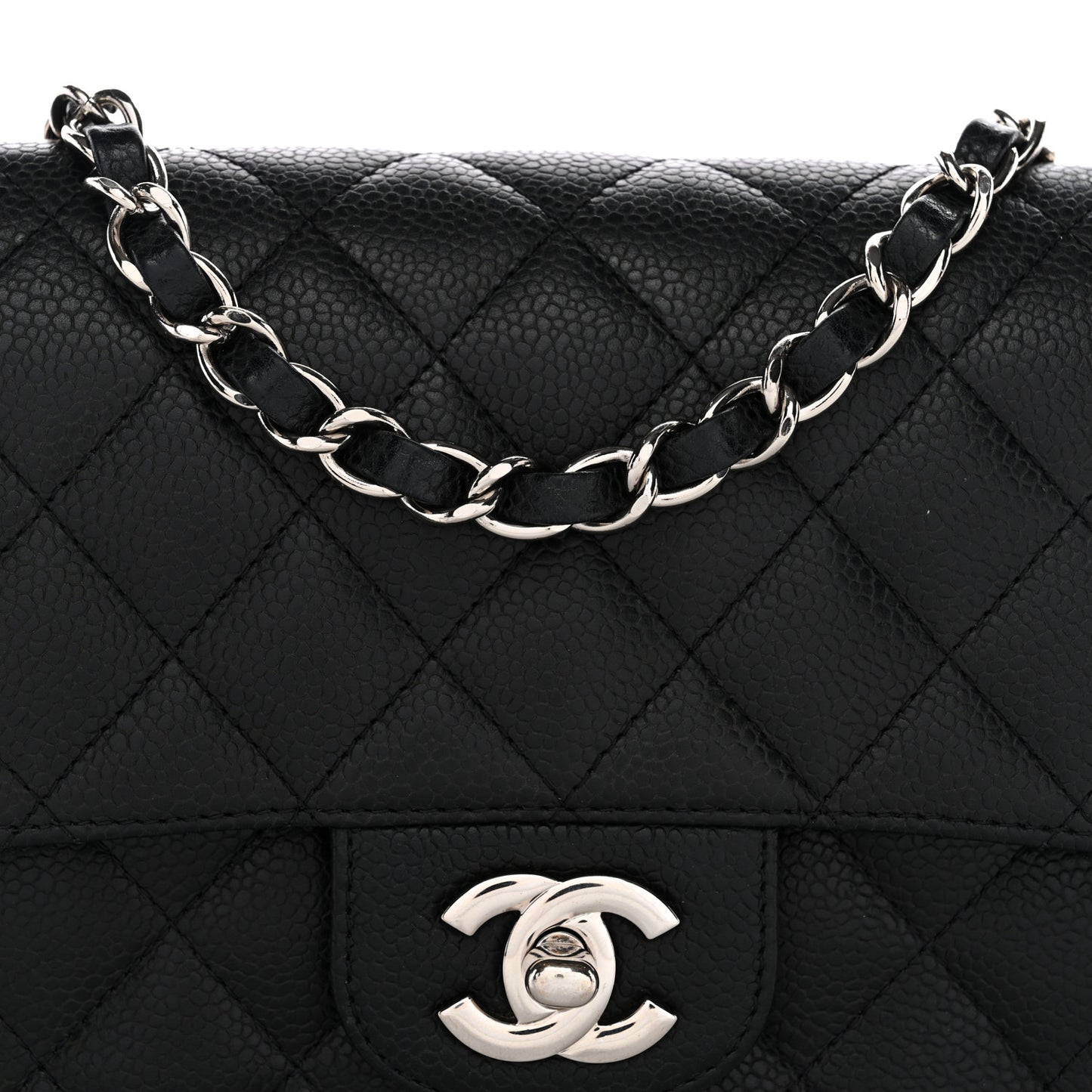 Caviar Quilted Mini Square Flap Black