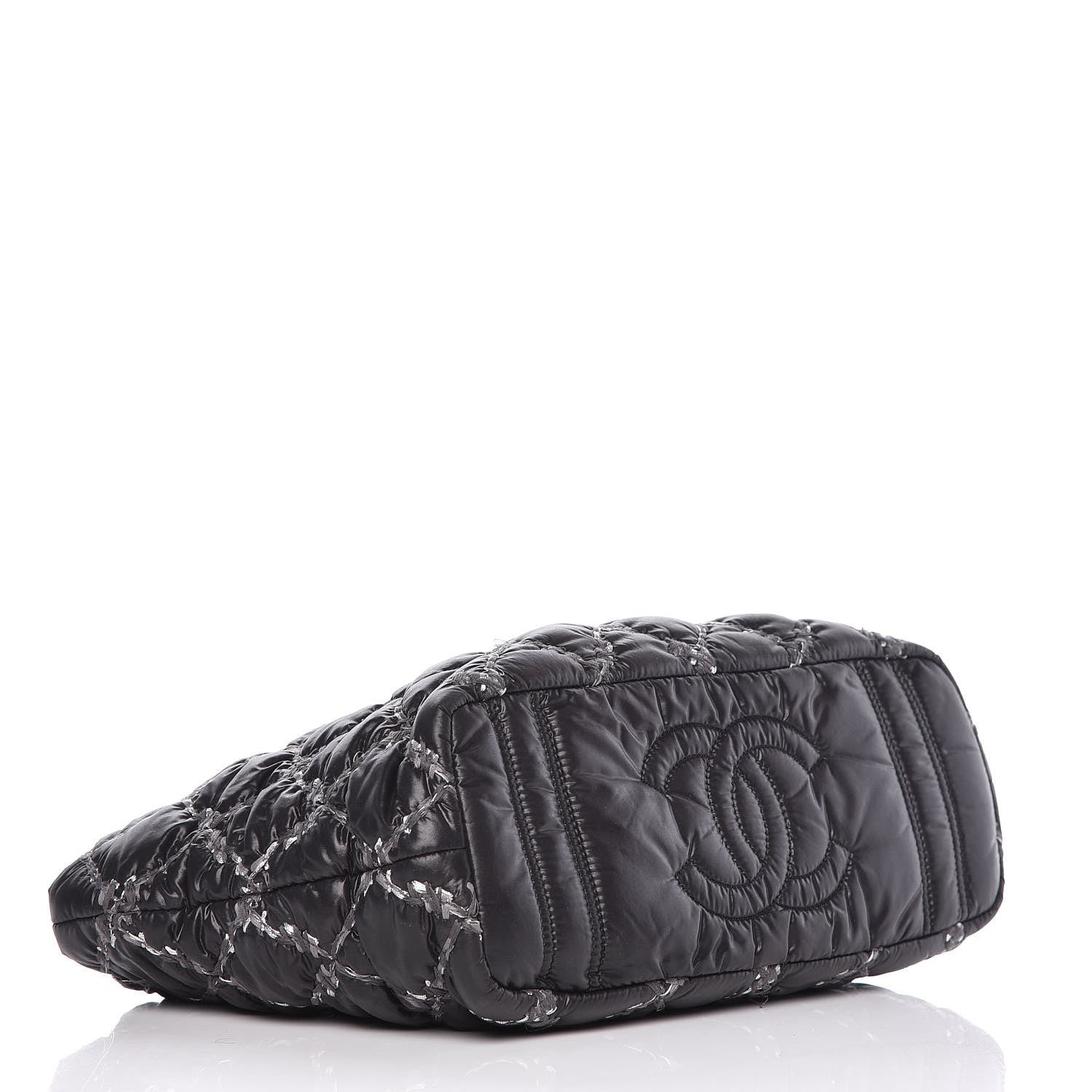 Chanel Nylon Quilted Tweed Stitch Bubble Tote Black 4 of 10