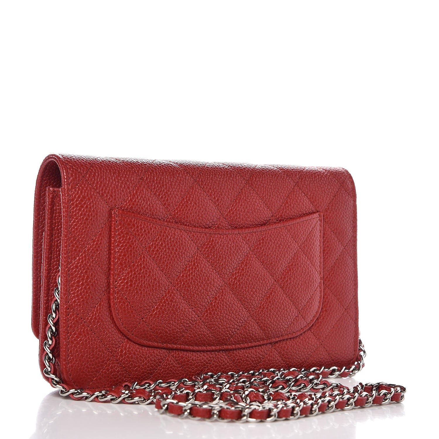 Chanel Caviar Quilted Wallet on Chain WOC Red 3 of 9