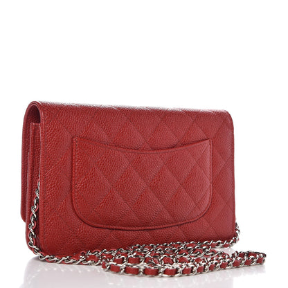 Chanel Caviar Quilted Wallet on Chain WOC Red 3 of 9