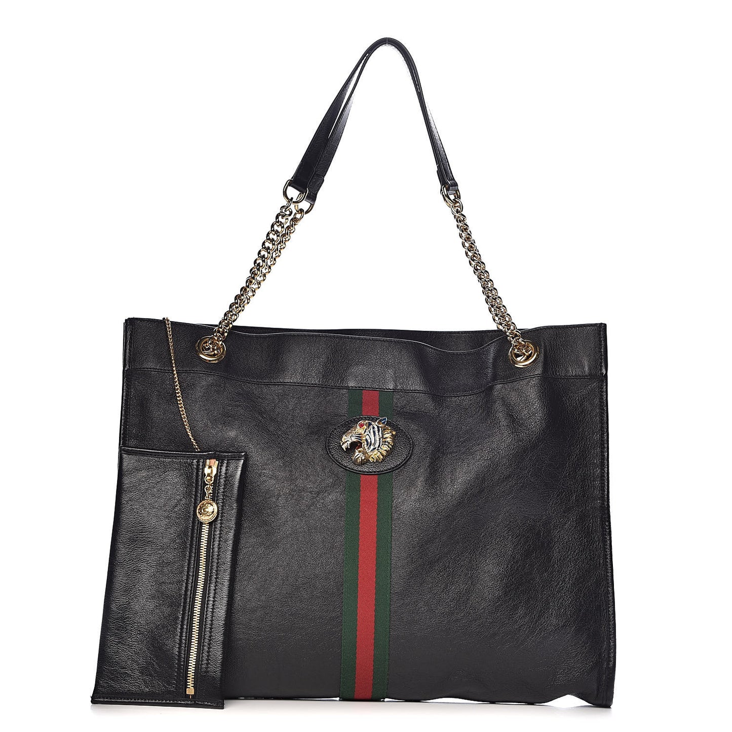 Calfskin Large Rajah Chain Tote Black