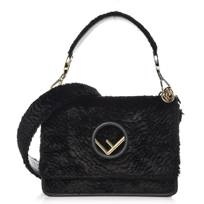 Fendi Velluto Astrakan Vitello Dolce F is Fendi Kan I Shoulder Bag Black 1 of 8