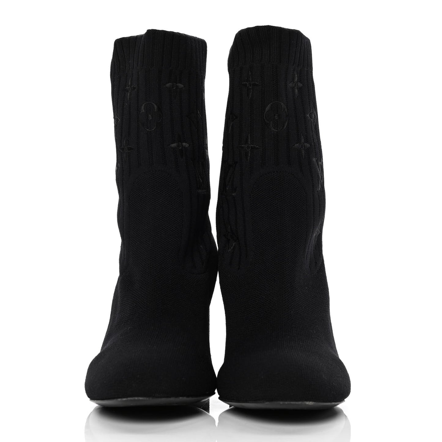 Monogram Stretch Fabric Silhouette Ankle Boots 39 Black