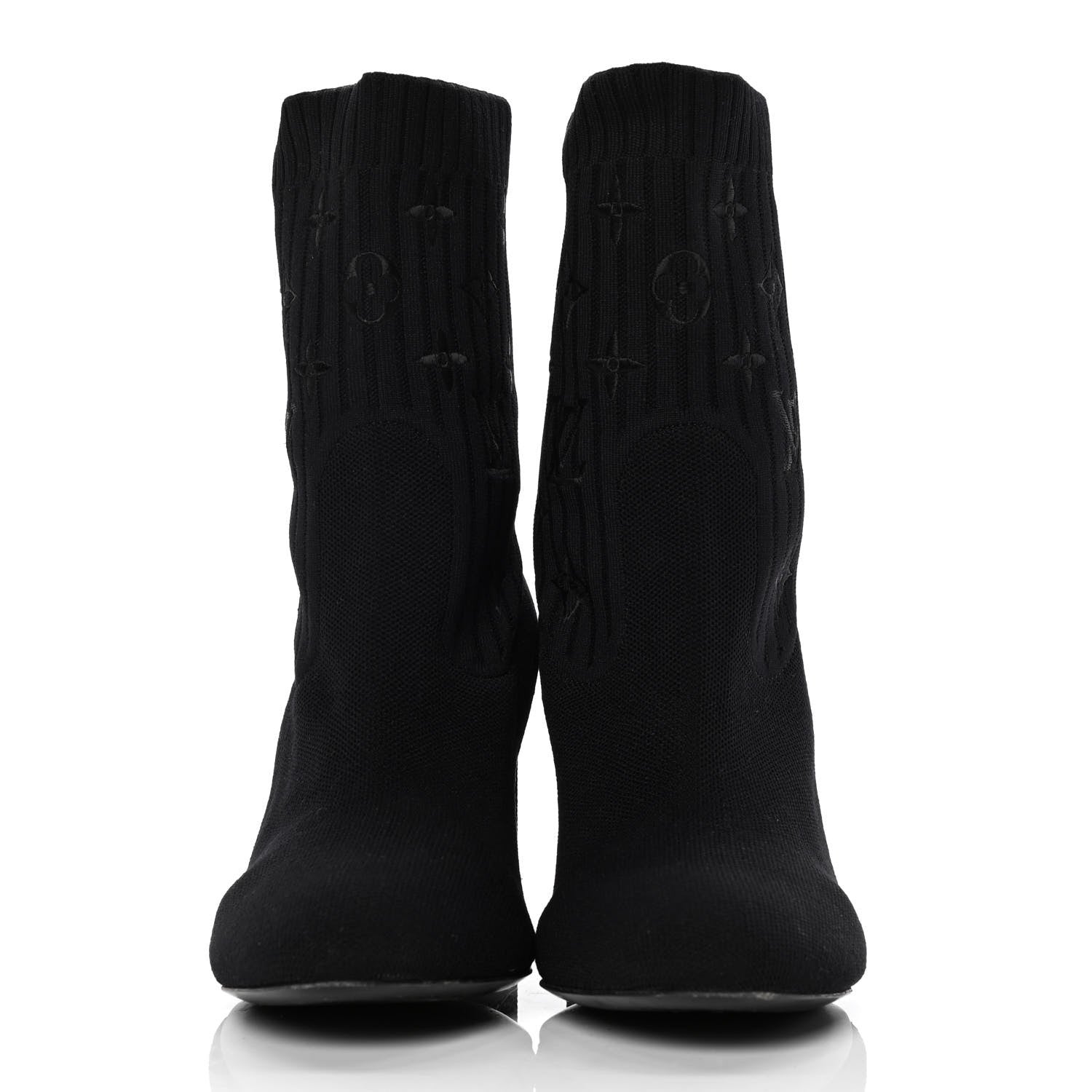 Louis Vuitton Monogram Stretch Fabric Silhouette Ankle Boots 39 Black 2 of 5