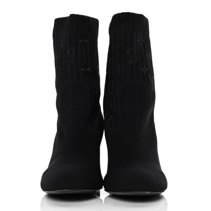 Louis Vuitton Monogram Stretch Fabric Silhouette Ankle Boots 39 Black 2 of 5