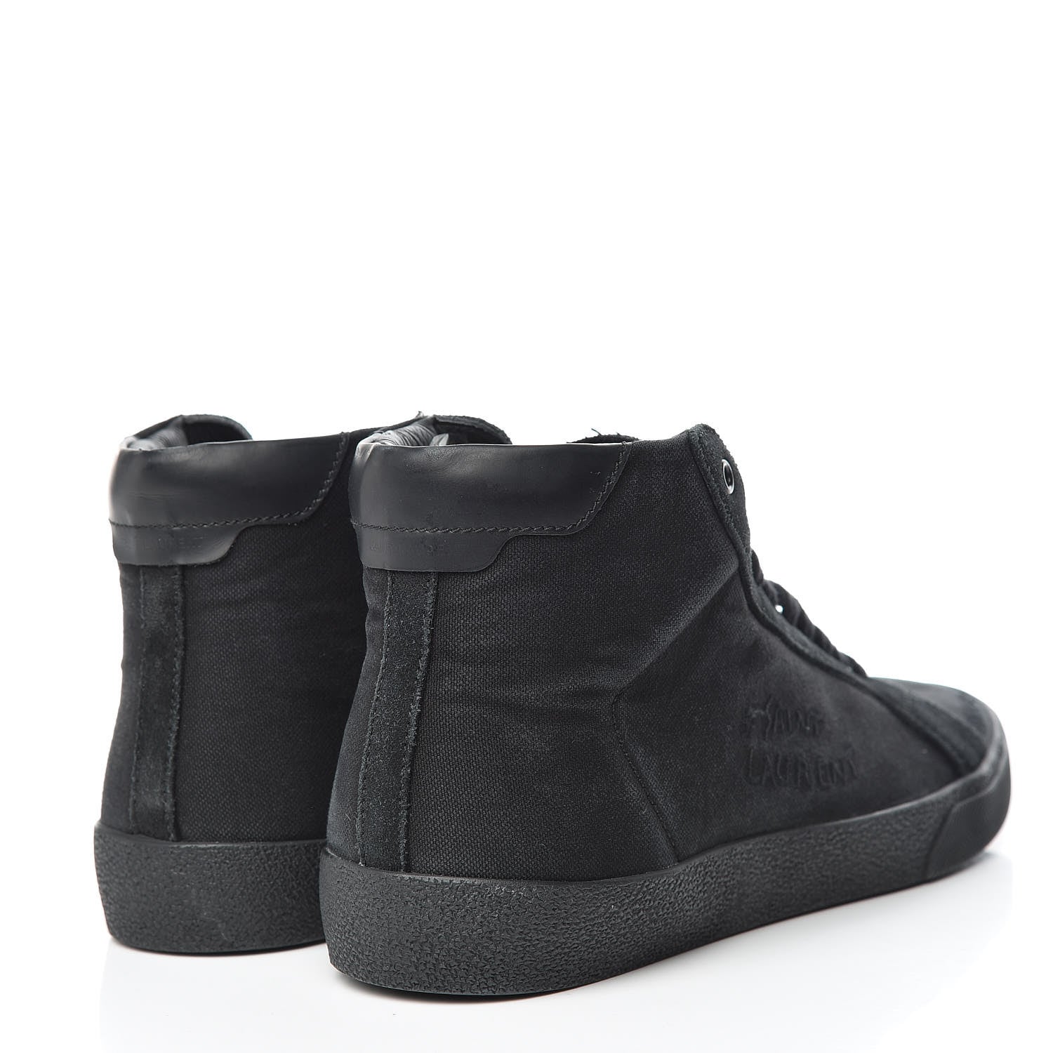 Saint Laurent Distressed Canvas Mens Classic Court High Top Sneakers 43 Black 4 of 10