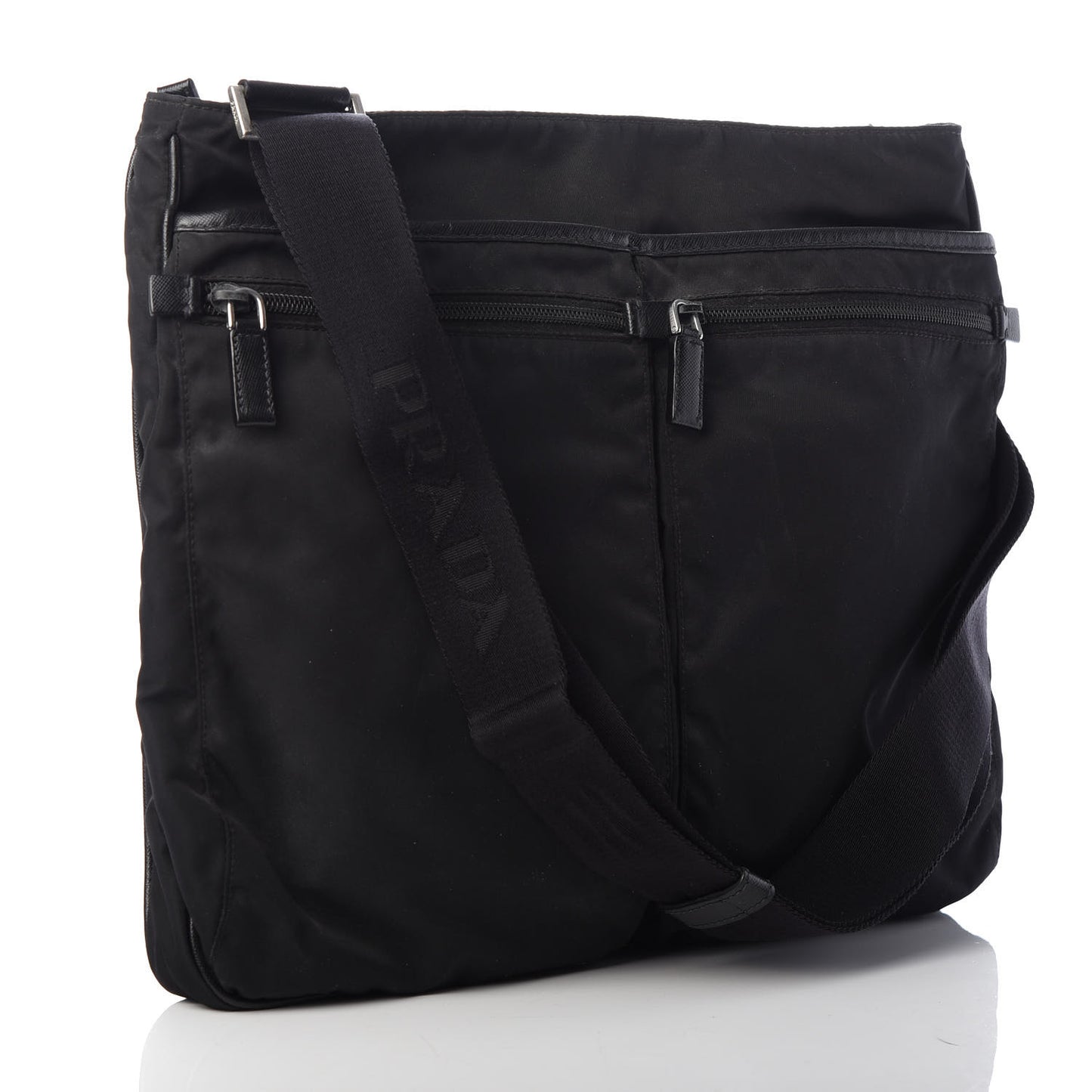 Nylon Messenger Bag Black
