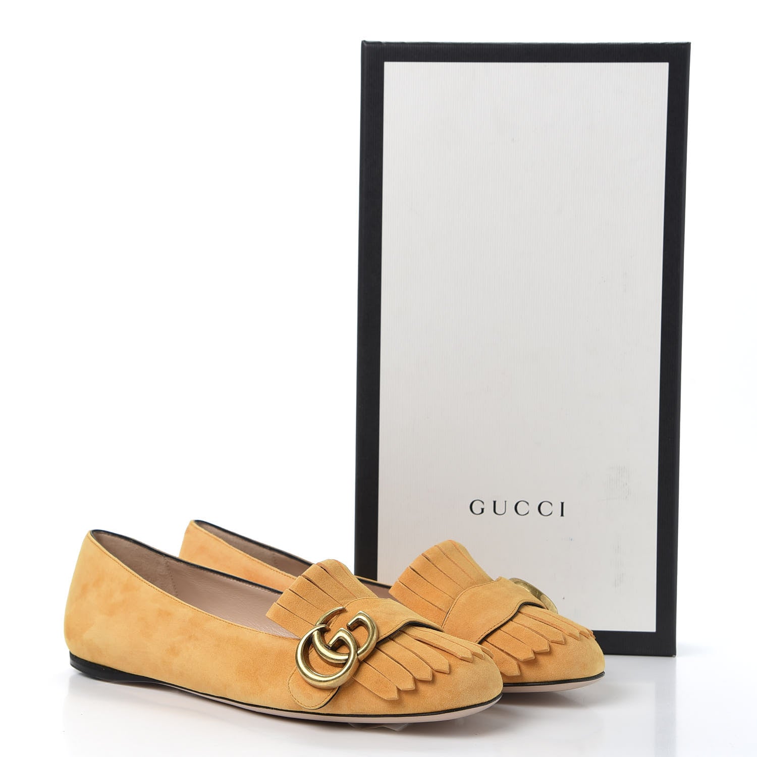 Gucci Kid Scamosciato GG Marmont Fringe Flats 35.5 Crystal Copper 10 of 10