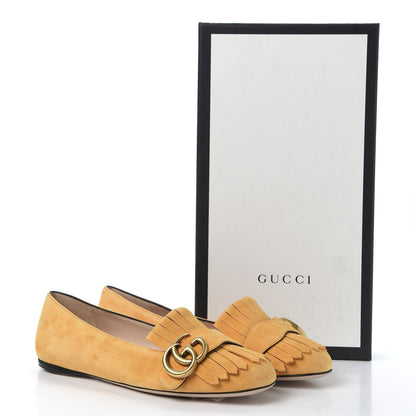 Gucci Kid Scamosciato GG Marmont Fringe Flats 35.5 Crystal Copper 10 of 10