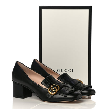 Gucci Malaga Kid GG Marmont Fringe 50mm Loafer Pumps 40 Black 11 of 11