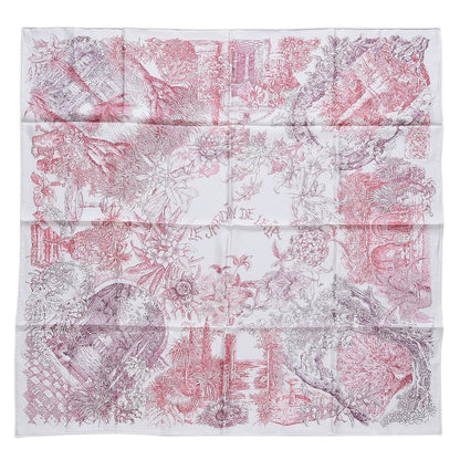 Hermes Silk Le Jardin de Leila Scarf 90 Blanc Framboise Prune 1 of 4