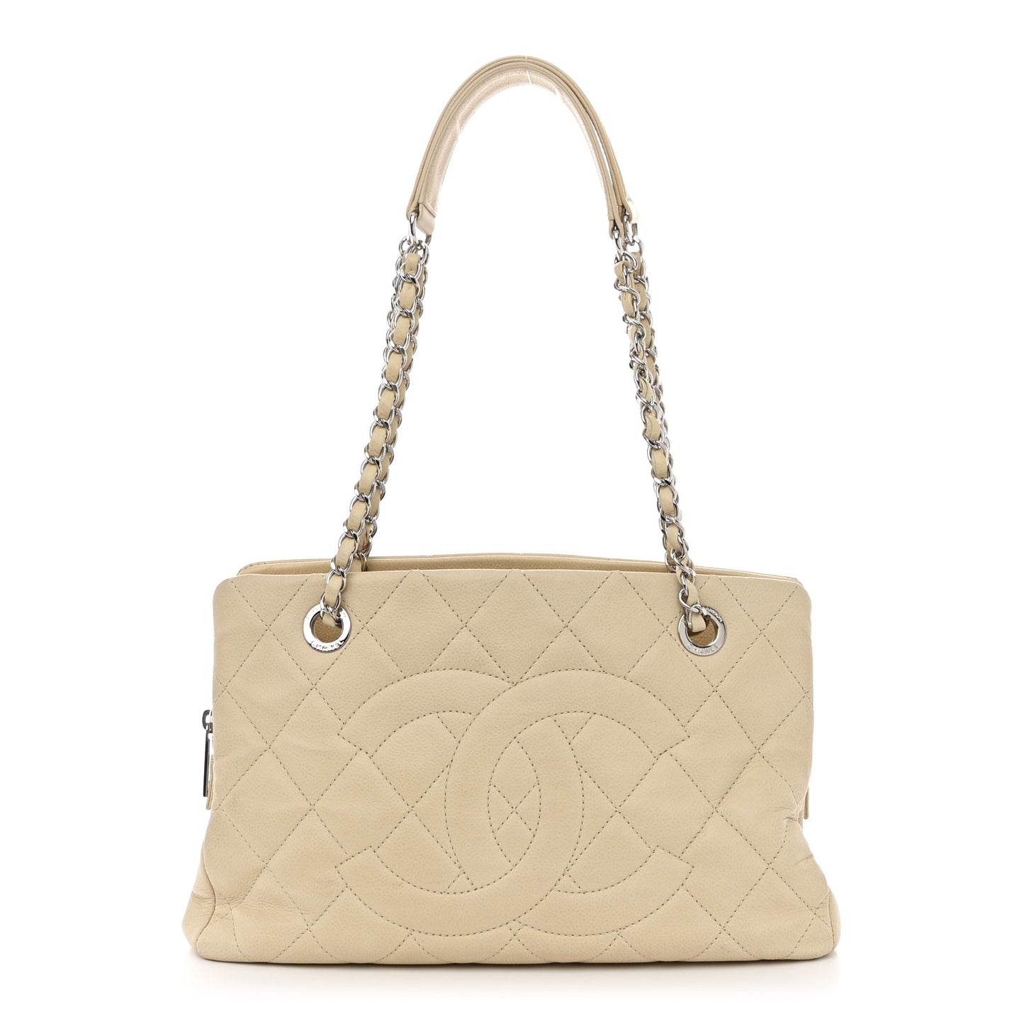 Caviar Quilted Petit Timeless Tote PTT Beige