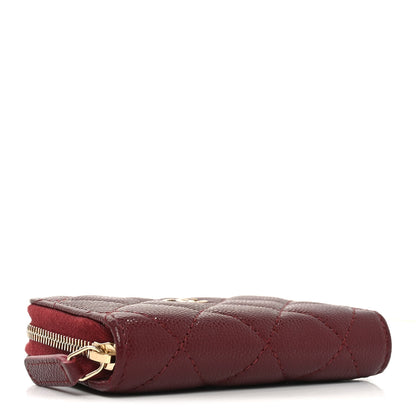 Chanel Caviar Quilted Zip Around Coin Purse Burgundy 4 of 8