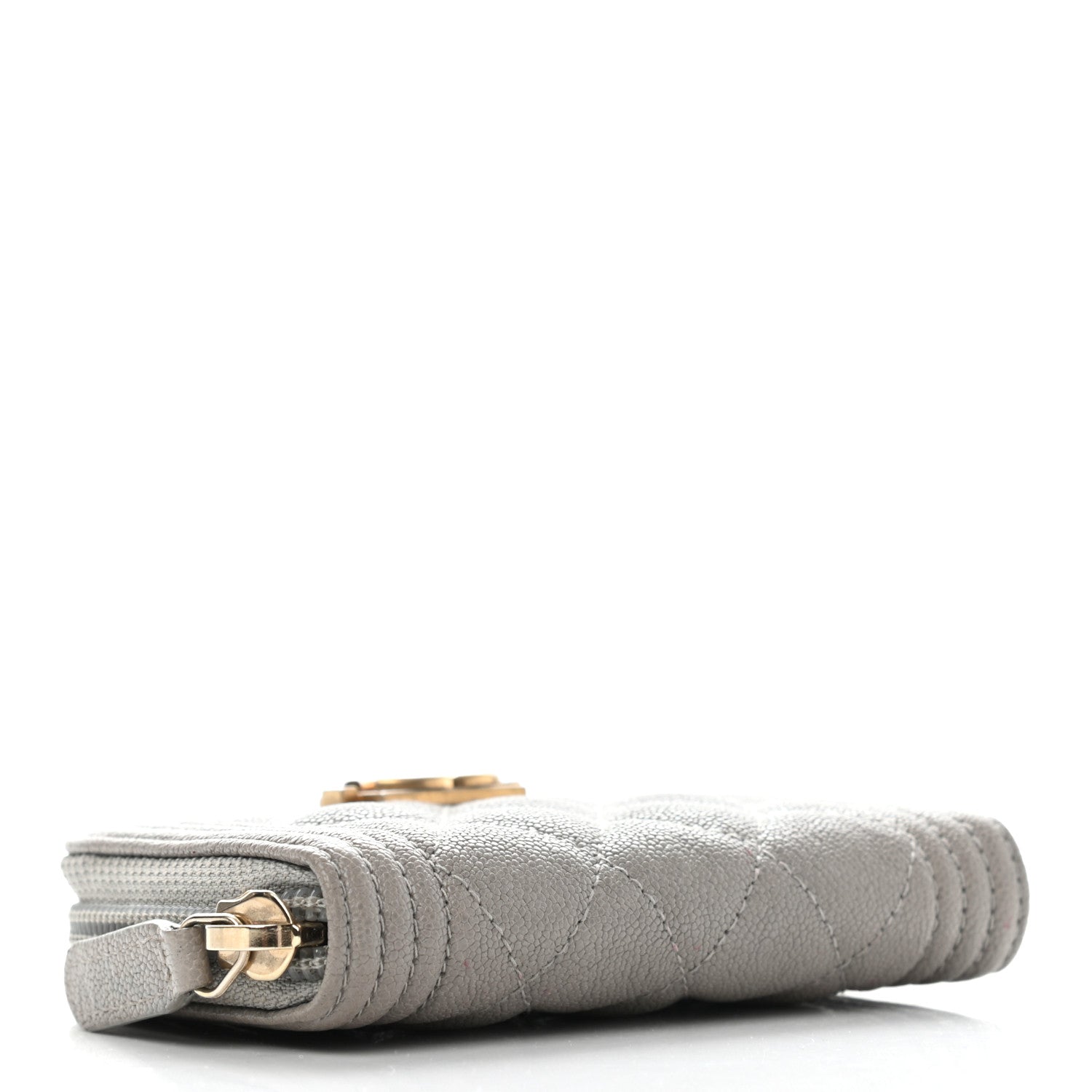 Chanel Caviar Quilted Boy Zip Around Coin Purse Wallet Grey 4 of 7