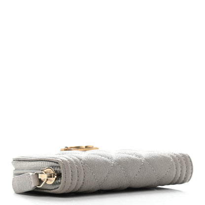 Chanel Caviar Quilted Boy Zip Around Coin Purse Wallet Grey 4 of 7