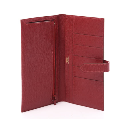 Hermes Courchevel Bearn Gusset Wallet Rouge Vif 4 of 8