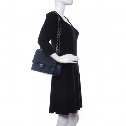 Chanel Caviar Quilted Jumbo Double Flap Blue 2 of 10