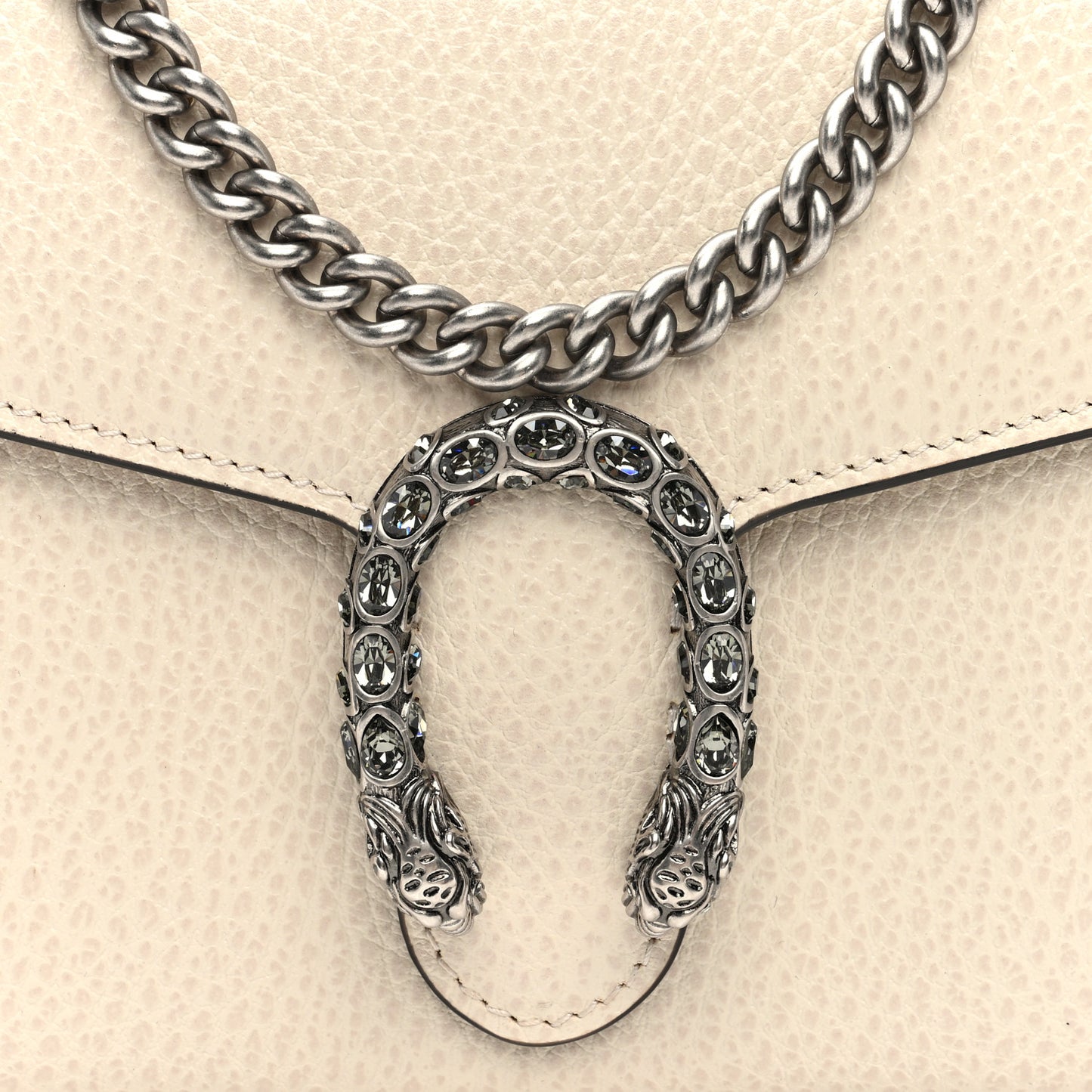 Dollar Calfskin Mini Dionysus Chain Wallet Mystic White