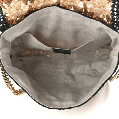 Gucci Raffia Azalea Calfskin Crochet Flower Small GG Marmont Shoulder Bag Natural Ecru Black 5 of 12
