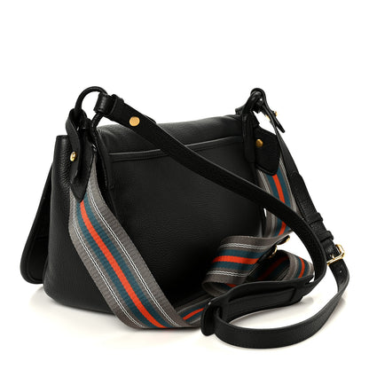 Prada Vitello Daino Embossed Logo Flap Shoulder Bag Black 3 of 11
