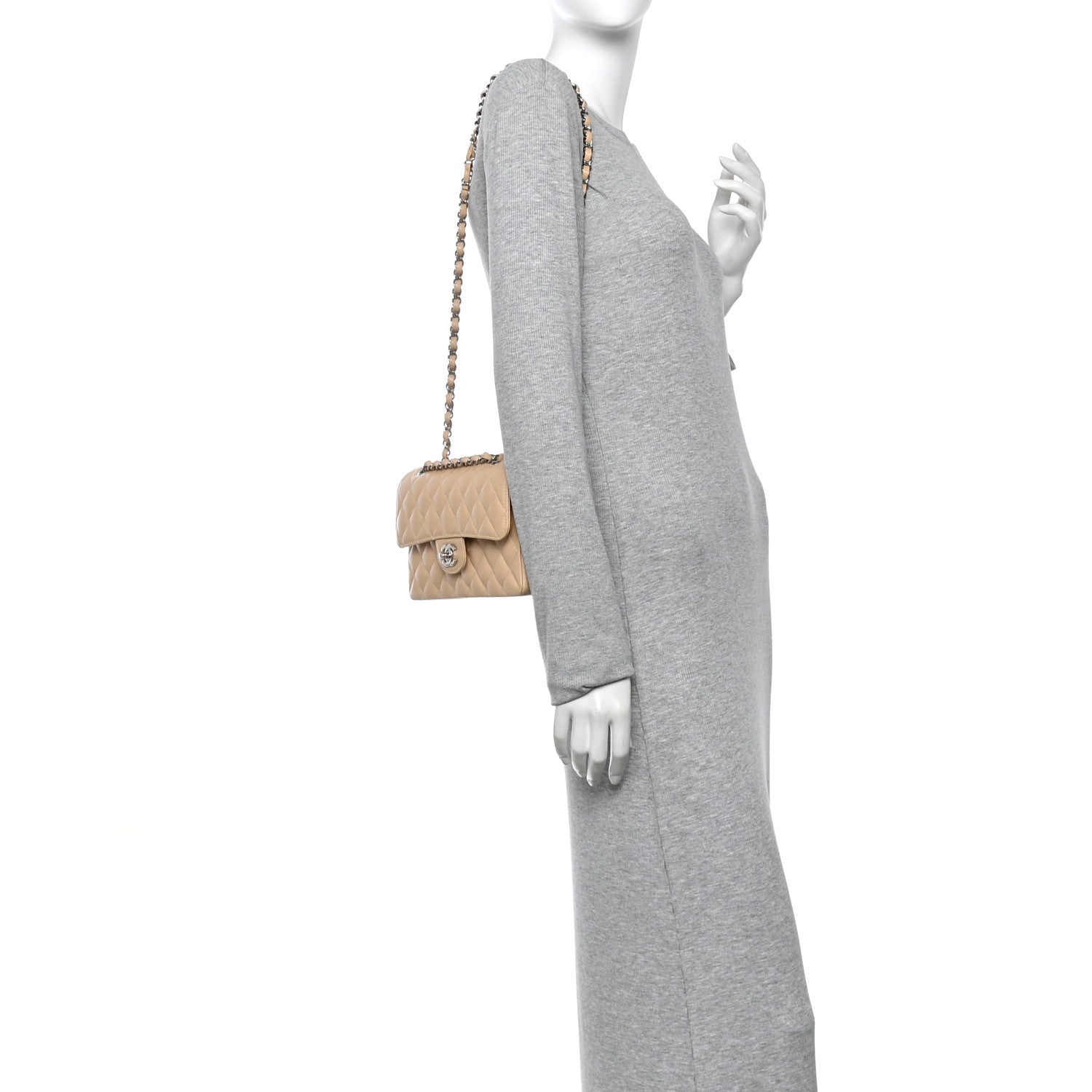 Chanel Small Beige Claire Quilted Caviar Classic Double Flap Purchase by Ann's Fabulous Finds